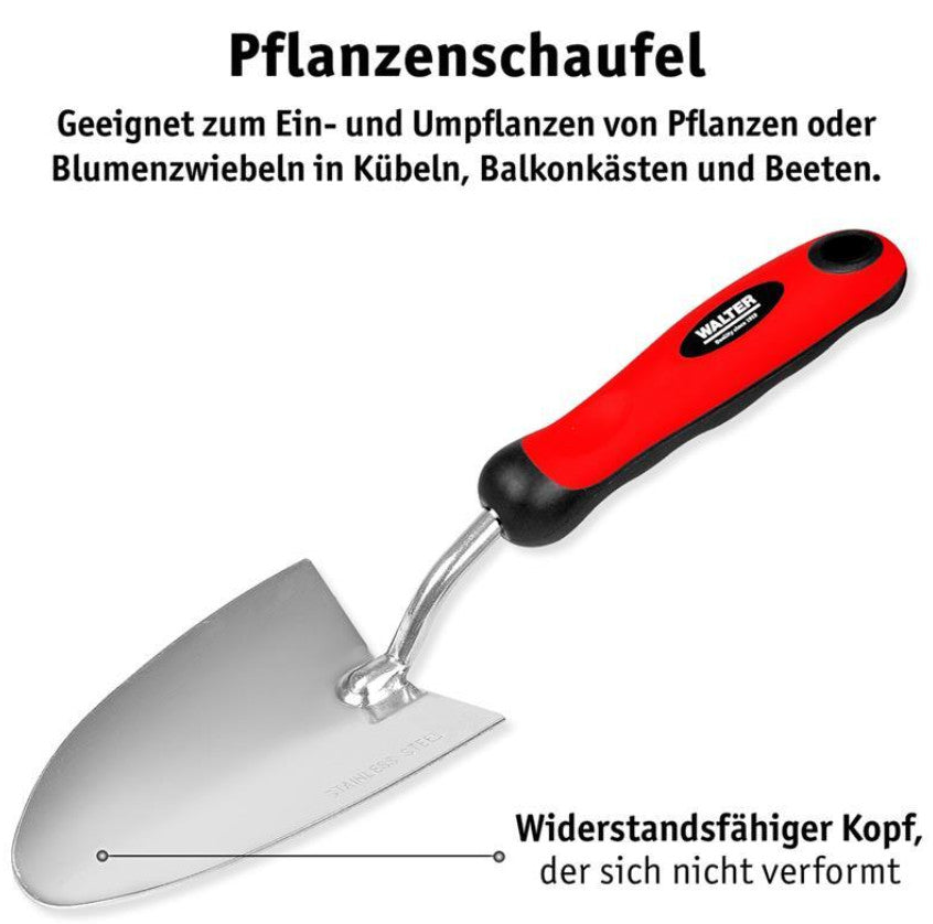 WALTER 5tlg. Pflanzschaufel Fugenkratzer Doppelhacke Federrechen