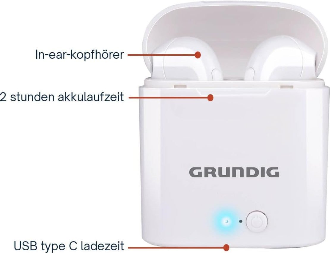 Grundig Bluetooth Kopfhörer – In Ear Earbuds 400 mAh – Ohrhörer