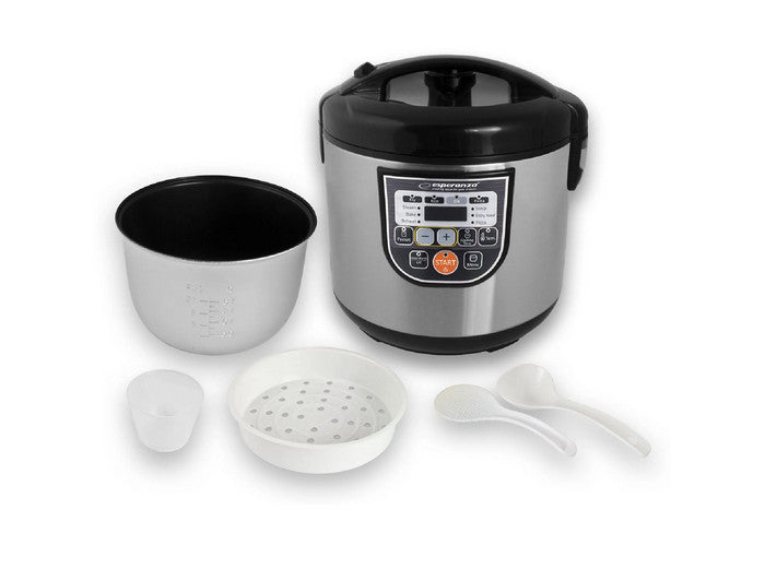 Multikocher 5 L, 860 W, 11 Programme, Antihaft, Edelstahl, Schwarz