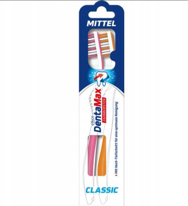 Elkos klassische mittelgroße Zahnbürste 2 Stück