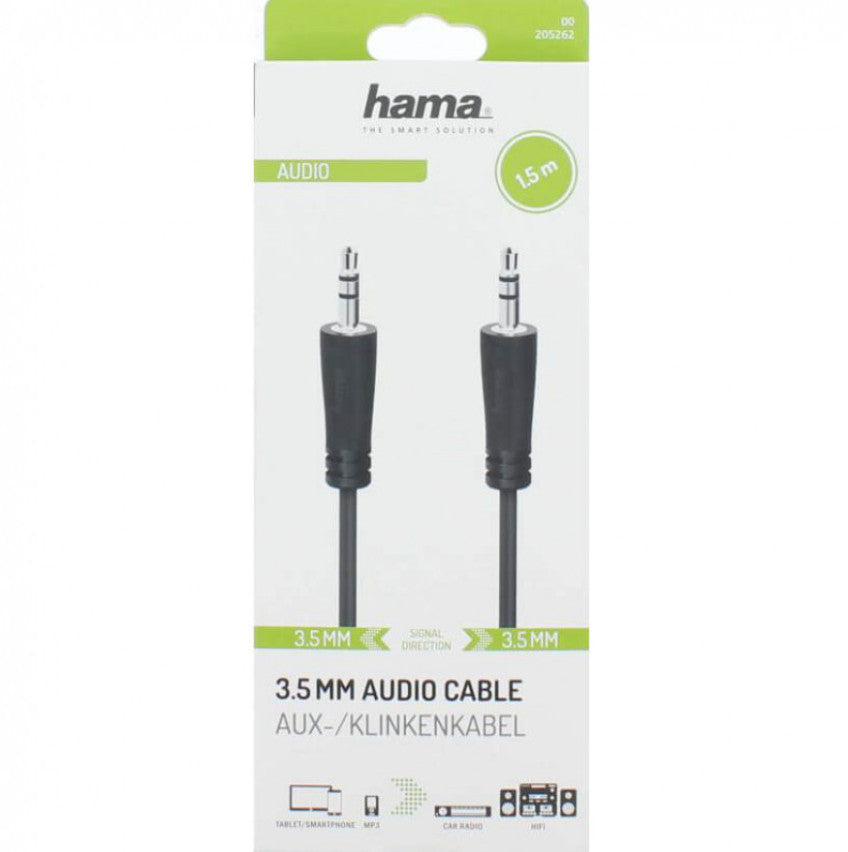 hama  Audio-Kabel, 3,5-mm-Klinken-St. Stereo, 1,5 m
