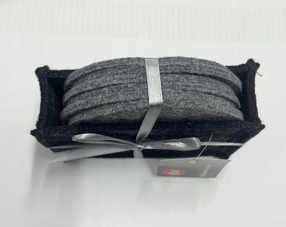 6 Stück runde quadratische Filzuntersetzer für Gläser und Tassen, grau-schwarz