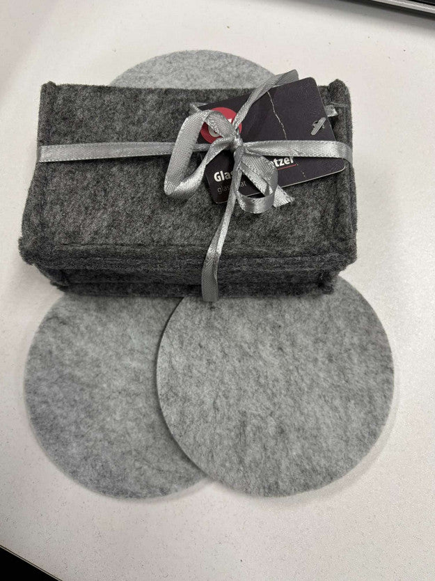 6 Stück runde quadratische Filzuntersetzer für Gläser und Tassen, grau-schwarz