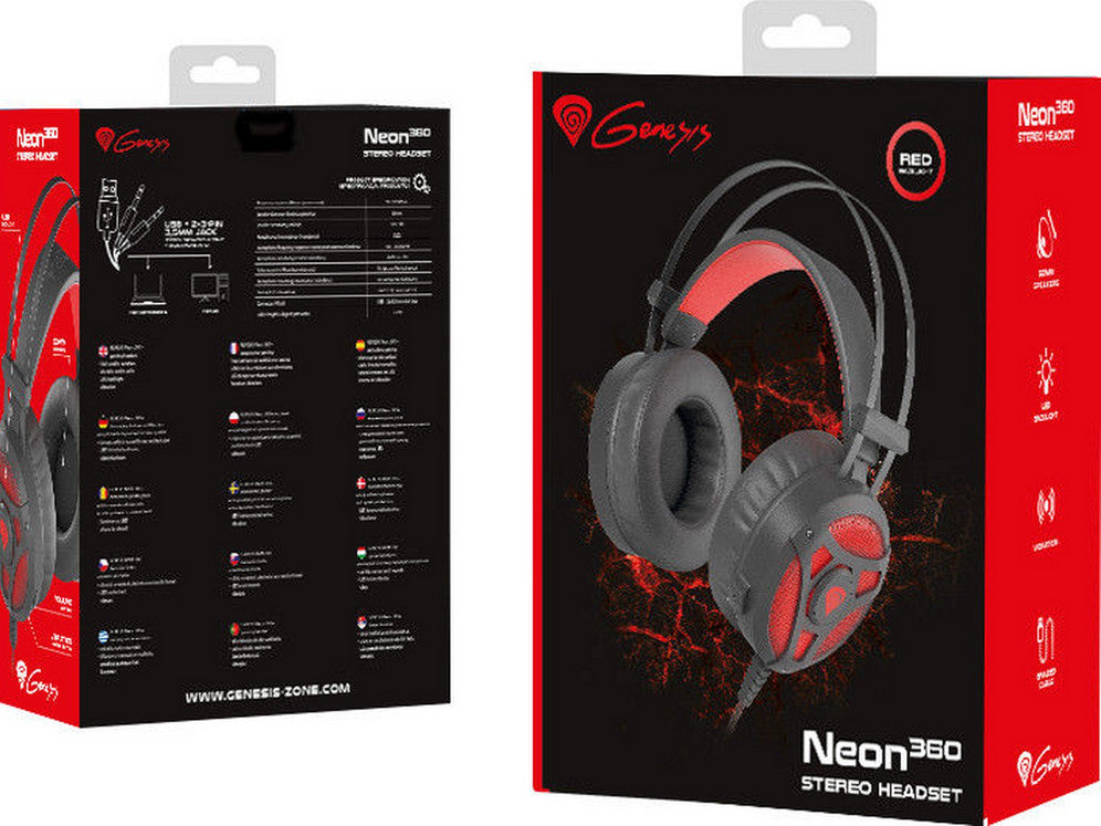 GENESIS NEON 360 Kopfhörer Kabelgebunden Kopfband Gaming Schwarz