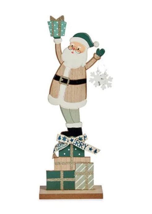 Figur Grün Weihnachtsmann Holz (7 x 40 x 14 cm)
