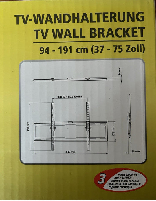 Switch On TV Wandhalterung 94 - 191 cm (37 - 75 Zoll) Max. 50kg Traglast - TÜV