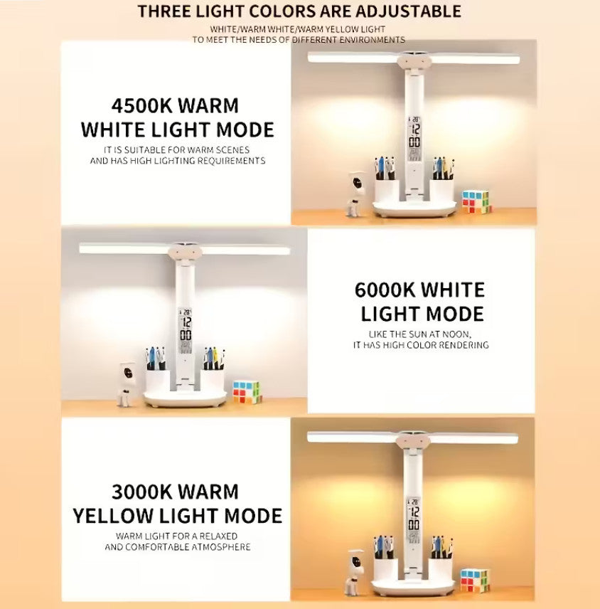 Head LED Multifunktions-Schreibtischlampe, faltbare Touch--Tischleuchte mit USB-Stromversorgung  (Weiß)