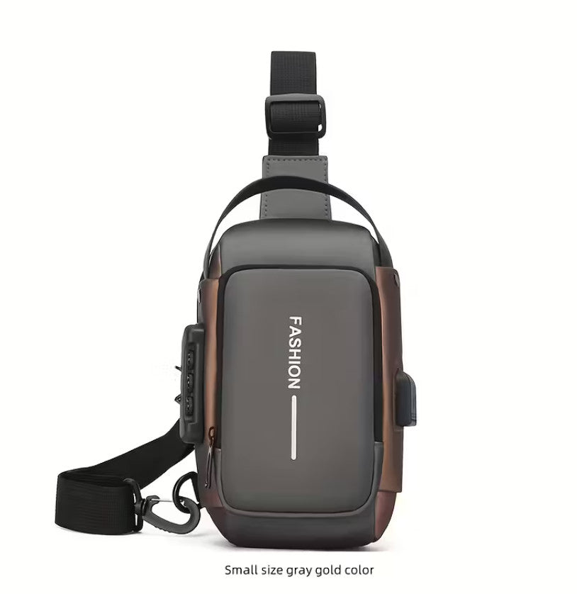Herren -Diebstahl-Passwort-Schloss Brusttasche - Hochwertige -Diebstahl-Tasche mit Zahlenschloss