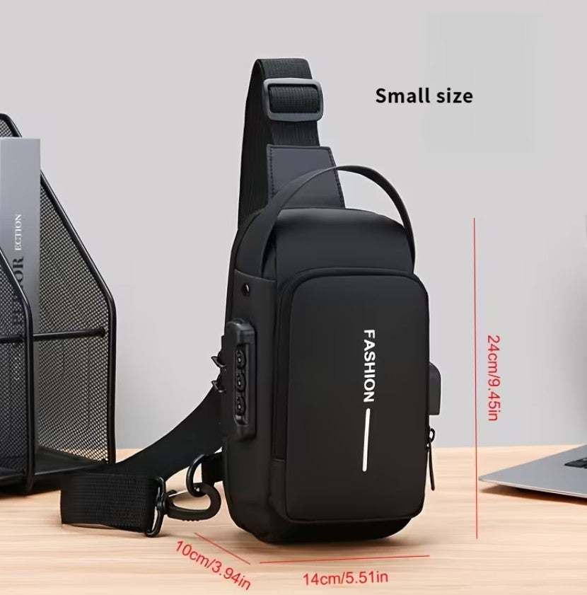 Herren -Diebstahl-Passwort-Schloss Brusttasche - Hochwertige -Diebstahl-Tasche mit Zahlenschloss