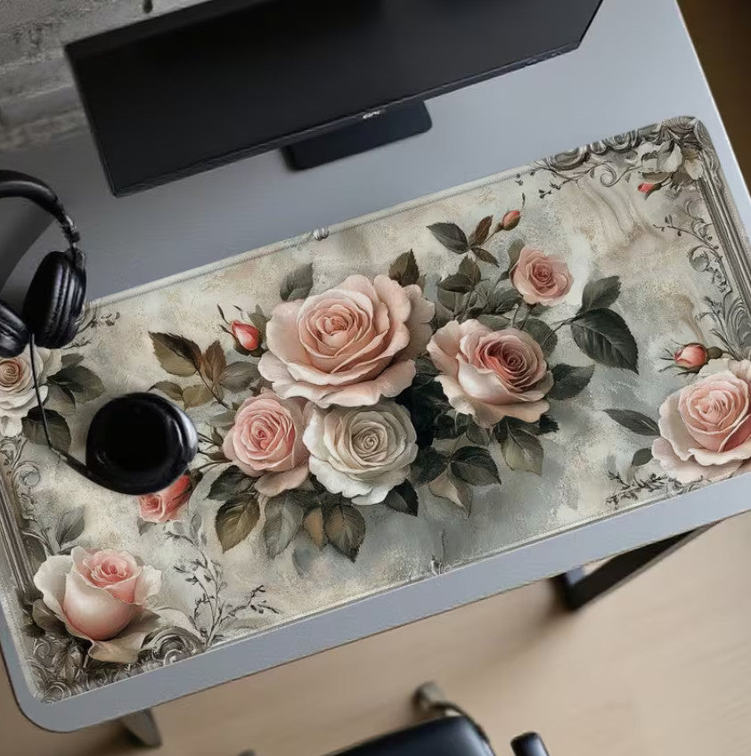 Großes Vintage-Rosenstrauß-Gaming-Mauspad (30 * 80 ) cm