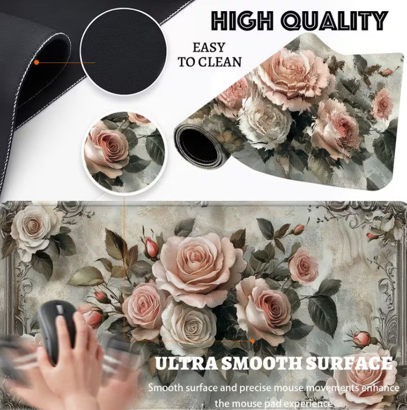 Großes Vintage-Rosenstrauß-Gaming-Mauspad (30 * 80 ) cm
