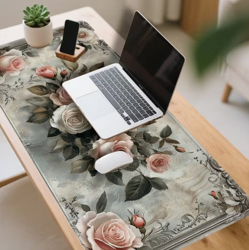 Großes Vintage-Rosenstrauß-Gaming-Mauspad (30 * 80 ) cm