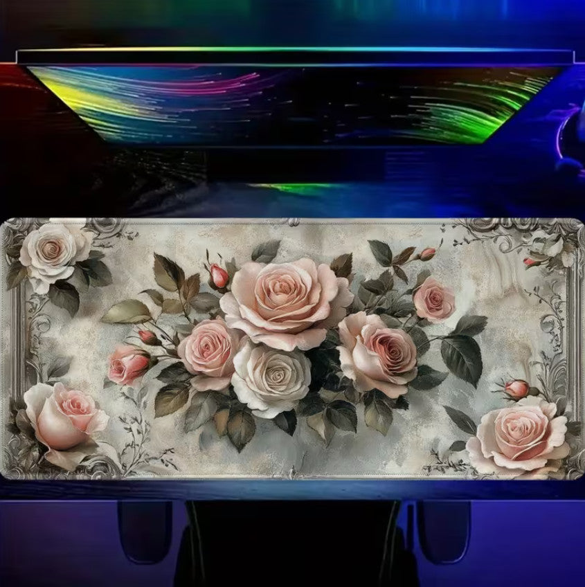 Großes Vintage-Rosenstrauß-Gaming-Mauspad (30 * 80 ) cm