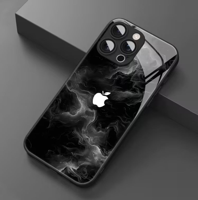 Premium Schwarzer Marmor  Glas Handyhülle iPhone 17 Pro Max / Schwarz