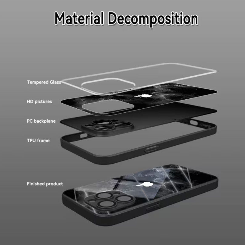 Premium Schwarzer Marmor  Glas Handyhülle iPhone 17 Pro Max / Schwarz