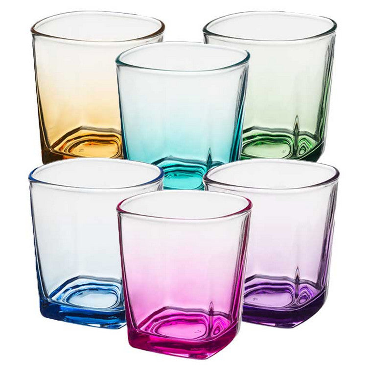 6St TRINKGLAS, FARBIGES GLAS, 250 ml