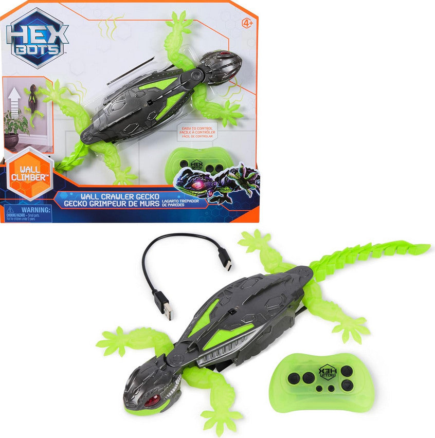 Hex Bots – Wandkletternder Gecko, ferngesteuerter Gecko, der mit leuchtenden LED-Augen an Wänden und Decken entlangkriecht.