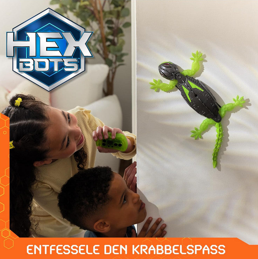 Hex Bots – Wandkletternder Gecko, ferngesteuerter Gecko, der mit leuchtenden LED-Augen an Wänden und Decken entlangkriecht.