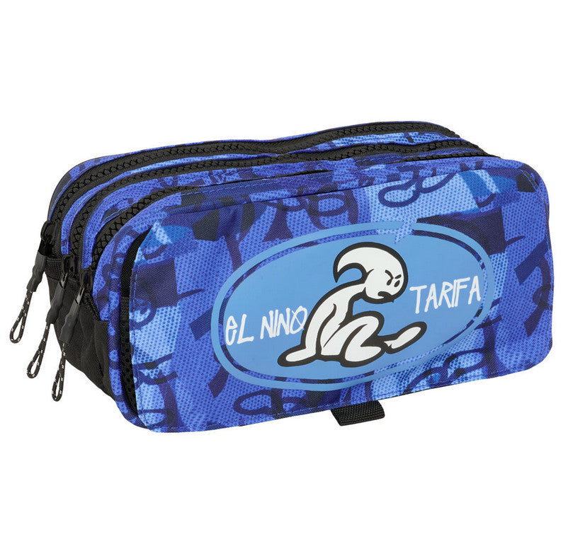 Dreifaches Mehrzweck-Etui El Niño Roller Blau Schwarz 21,5 x 10 x 8 cm