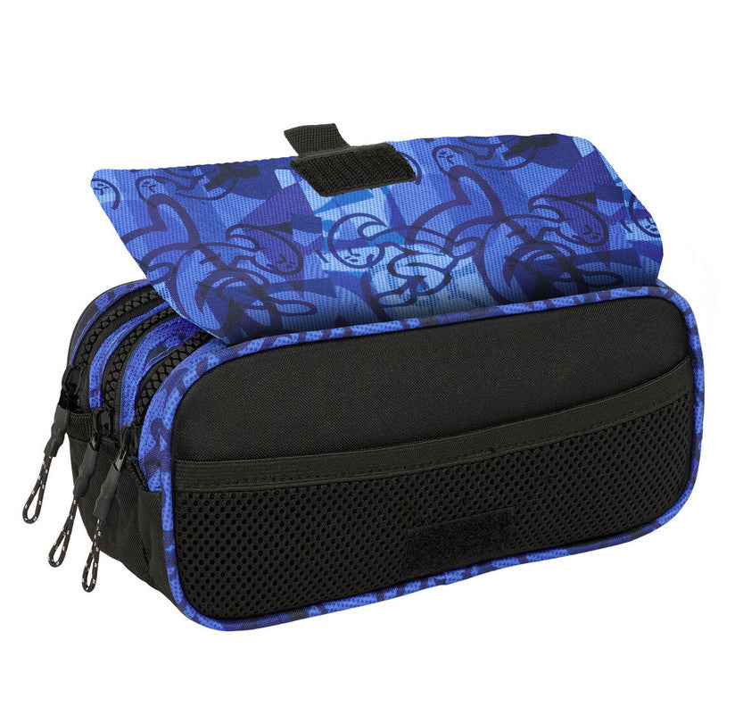 Dreifaches Mehrzweck-Etui El Niño Roller Blau Schwarz 21,5 x 10 x 8 cm