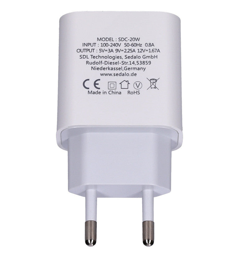20W USB-C Schnell Ladegerät Type C Port weiß SDL