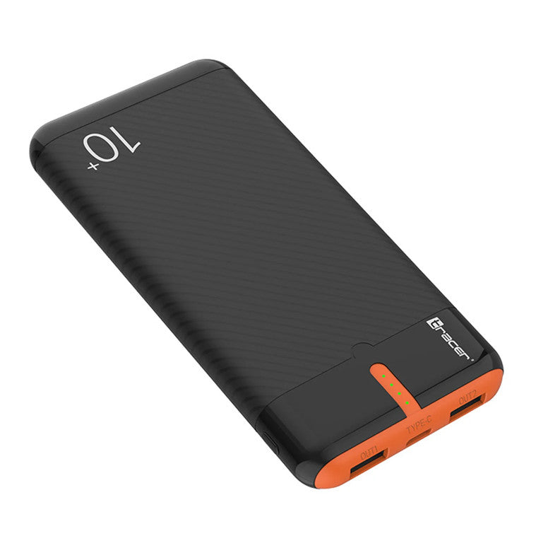 Tracer Powerbank, 10.000 mAh, Schwarz und Orange, USB-C, 2 A