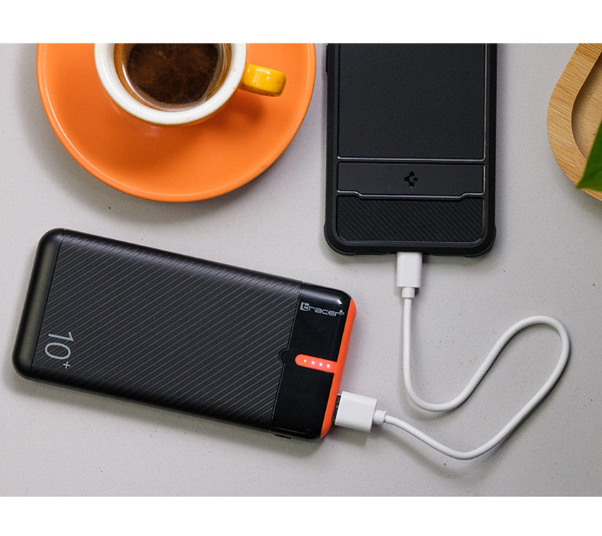 Tracer Powerbank, 10.000 mAh, Schwarz und Orange, USB-C, 2 A
