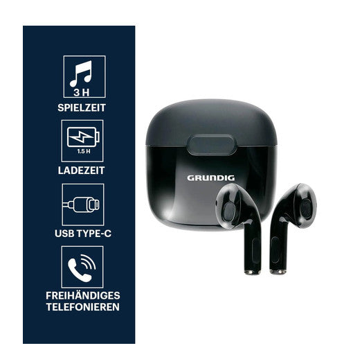 Grundig Bluetooth Kopfhörer – In Ear Earbuds 400 mAh – Schwarz