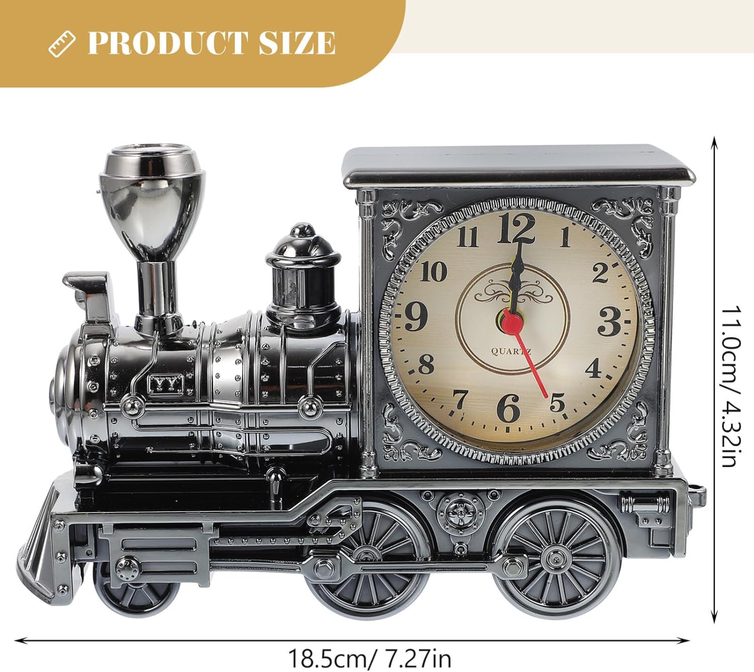 Kreatives Uhrenornament in Zugform, Wecker zum Aufwachen