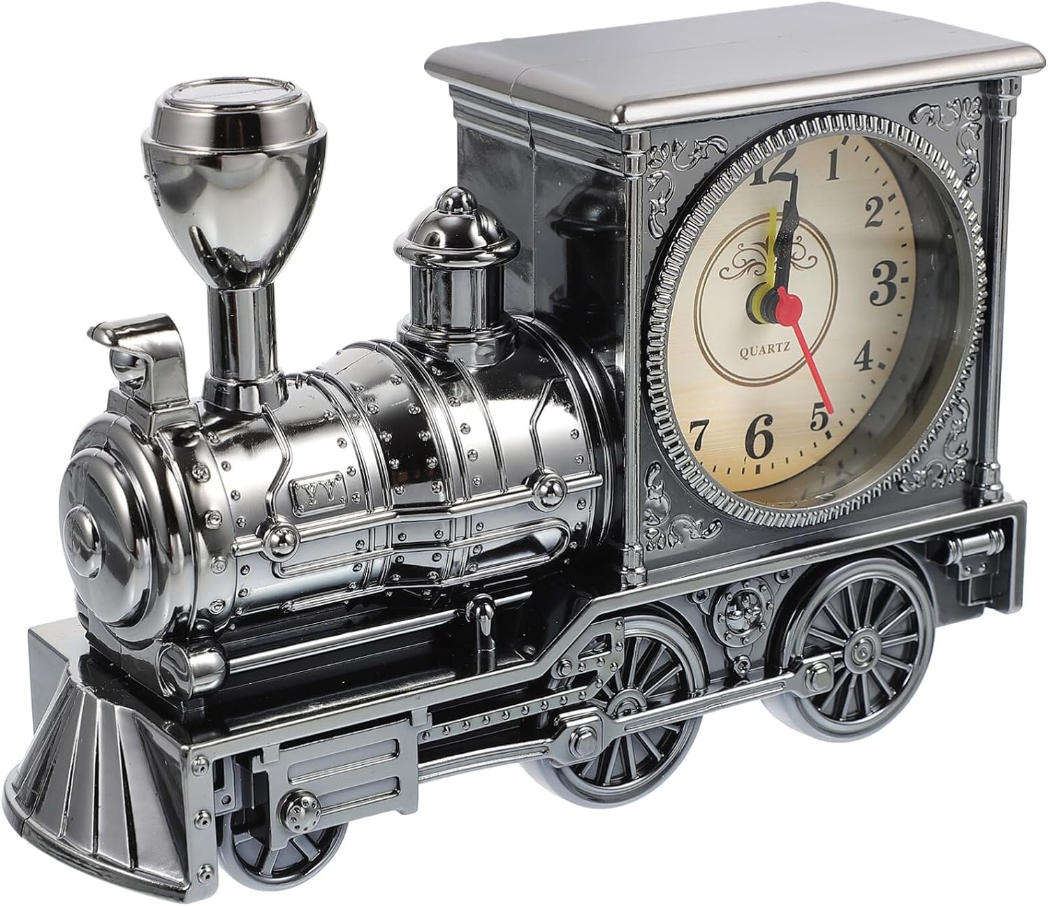 Kreatives Uhrenornament in Zugform, Wecker zum Aufwachen