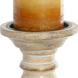 Kerzenleuchter DKD Home Decor Weiß Braun Metall Kunststoff Mango-Holz blumig Indianer 12,5 x 12,5 x 31 cm