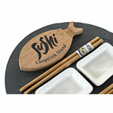 Sushi-Set DKD Home Decor Schwarz natürlich aus Keramik Bambus Kunststoff Tafel Orientalisch 33 x 33 x 5 cm (9 Stücke)