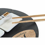 Sushi-Set DKD Home Decor Schwarz natürlich aus Keramik Bambus Kunststoff Tafel Orientalisch 33 x 33 x 5 cm (9 Stücke)