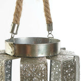 Kerzenleuchter DKD Home Decor 21 x 21 x 23 cm Silberfarben Metall Schnur Araber