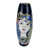 Vase DKD Home Decor 14 x 14 x 39 cm Gesicht Porzellan Blau Bunt