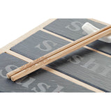 Sushi-Set DKD Home Decor Bambus Tafel Schwarz natürlich Orientalisch 25 x 19 x 3 cm