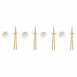 Sushi-Set DKD Home Decor Bambus Steingut Weiß natürlich Orientalisch 27,3 x 20,3 x 2,5 cm (12 Stück)