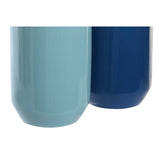 Vase DKD Home Decor 12,5 x 12,5 x 25 cm Weiß Himmelsblau Marineblau Steingut (2 Stück)