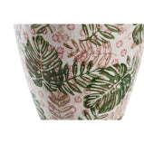 Vase DKD Home Decor Braun Weiß grün Steingut Tropical 18 x 18 x 25 cm Pflanzenblatt