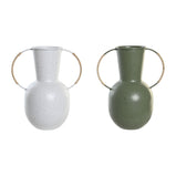 Vase DKD Home Decor 20 x 13 x 24 cm Metall Terrakotta Weiß grün (2 Stück)