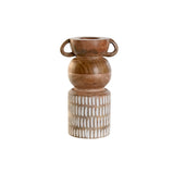 Vase Home ESPRIT Weiß Braun Mango-Holz Kolonial 16 x 10 x 23 cm