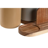 Gefäß für Küchenutensilien Home ESPRIT Beige Grau Dunkelbraun Akazienholz Dolomite 20 x 9,5 x 18,5 cm (2 Stück)