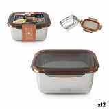 Lunchbox hermetisch Quttin rechteckig Edelstahl Silberfarben Stahl 2,6 L (12 Stück)