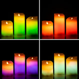 Mehrfarbige LED-Kerzen Flammeneffekt mit Fernbedienung Lendles InnovaGoods 3 Stück