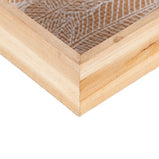 Tablett für Snacks 45 x 31 x 5 cm Bettlaken natürlich Holz Rattan 3 Stücke