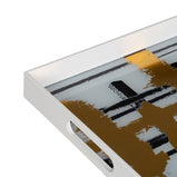 Tablett für Snacks Weiß Schwarz Gold PVC Kristall abstrakt 45 x 31 x 4,2 cm (2 Stück)