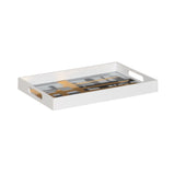 Tablett für Snacks Weiß Schwarz Gold PVC Kristall abstrakt 45 x 31 x 4,2 cm (2 Stück)