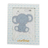 Babydecke Elefant Blau Stickerei Beidseitig 100 x 75 cm
