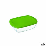 Rechteckige Lunchbox mit Deckel Pyrex Cook & Store 17,9 x 10,8 x 5,3 cm grün 400 ml Silikon Glas (6 Stück)