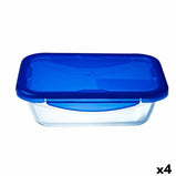 Lunchbox hermetisch Pyrex Cook&go 30 x 23 cm 3,3 L rechteckig Blau Glas (4 Stück)